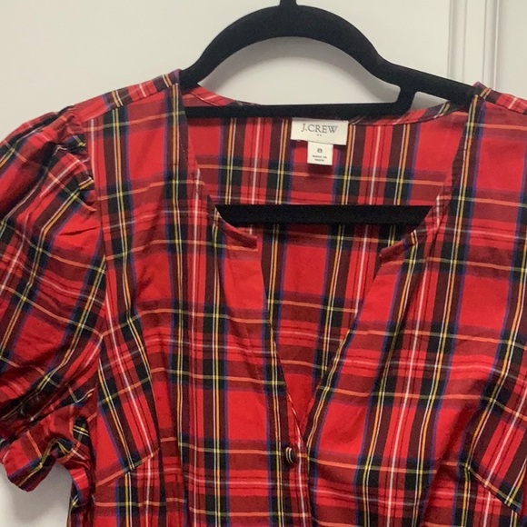 J Crew Holiday Tartan puff sleeve dress - Picture 4 of 5